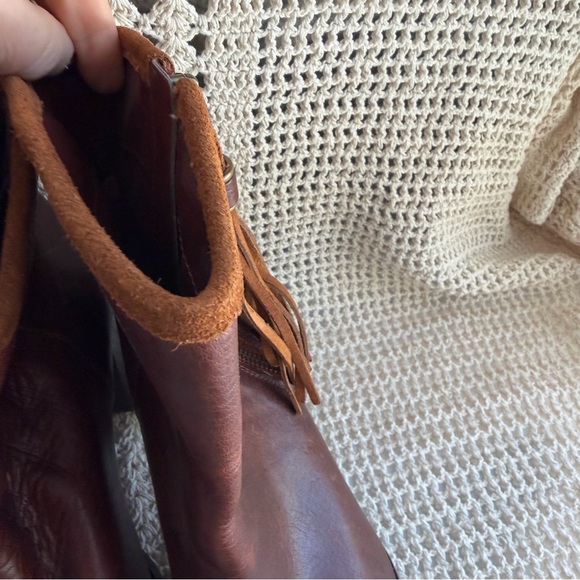 Lauren Ralph Lauren Carah Leather Booties Brown Boots Tassel Size 8 - Picture 5 of 10